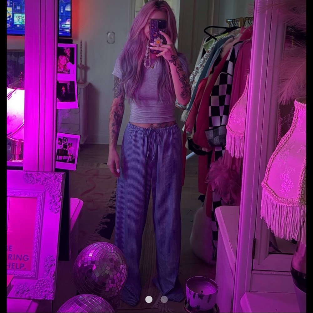 AE striped lounge pants blue white relaxed